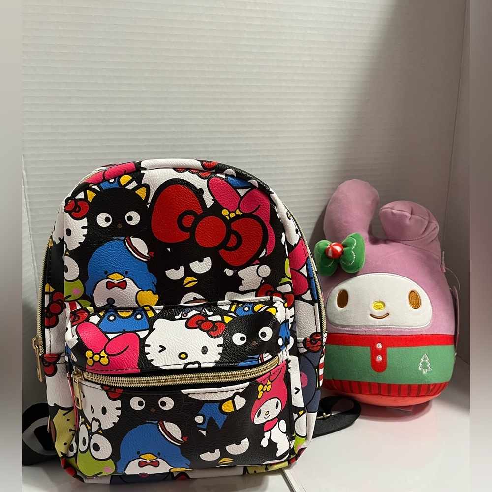 Hello Kitty and Friends Faux Leather Mini Backpack with My Melody Squishmallow